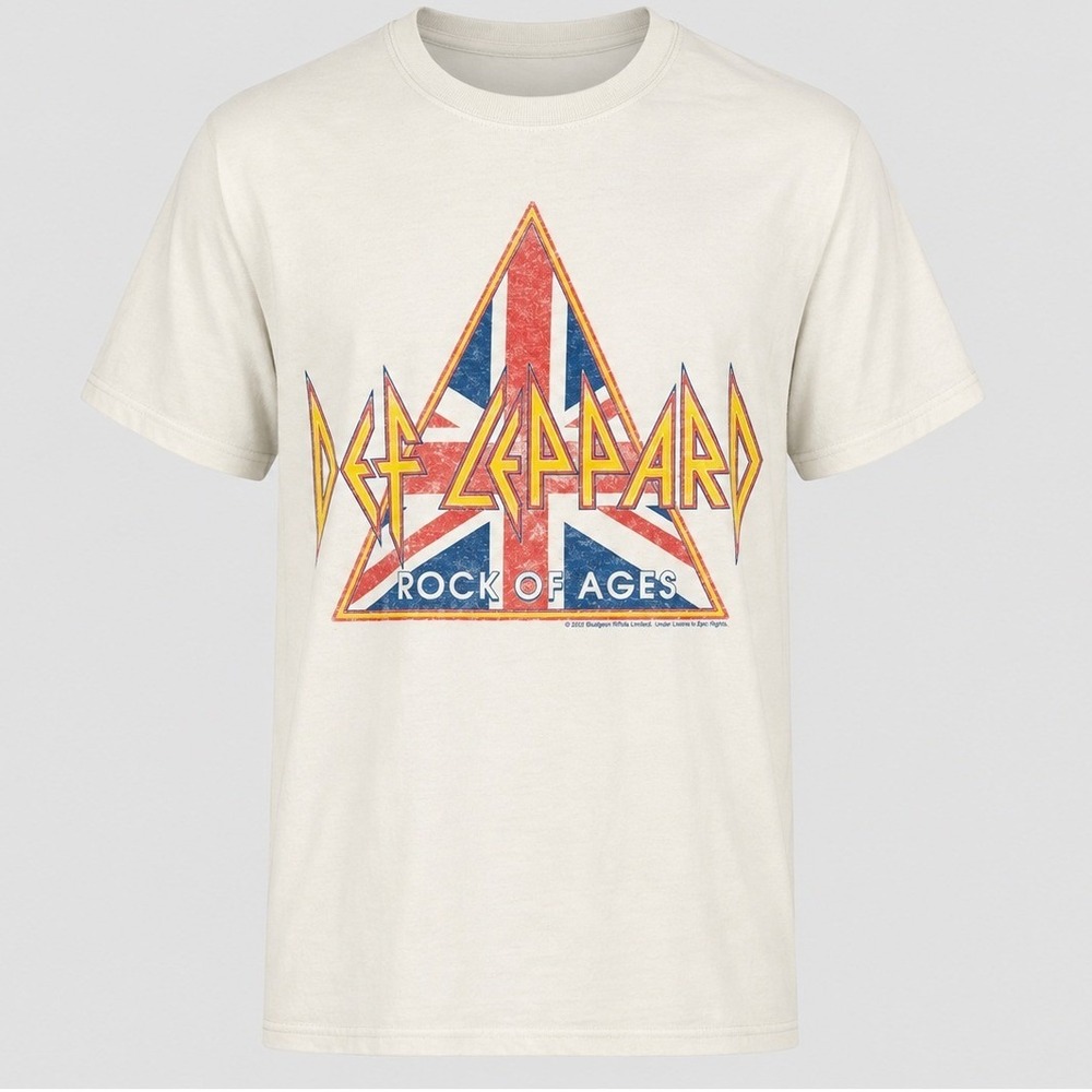 Def Leppard Rock of Ages T Shirt Small 2020 White Band Graphic Vintage Style